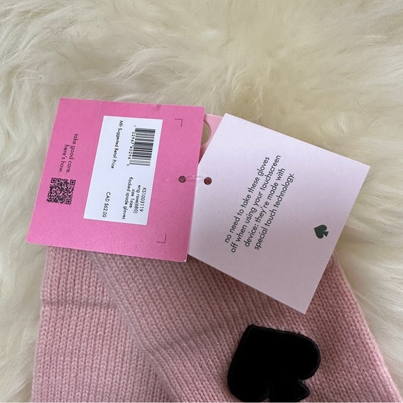 NEW Kate Spade New York Flocked Spade Gloves Pink Touchscreen friendly - Picture 5 of 5